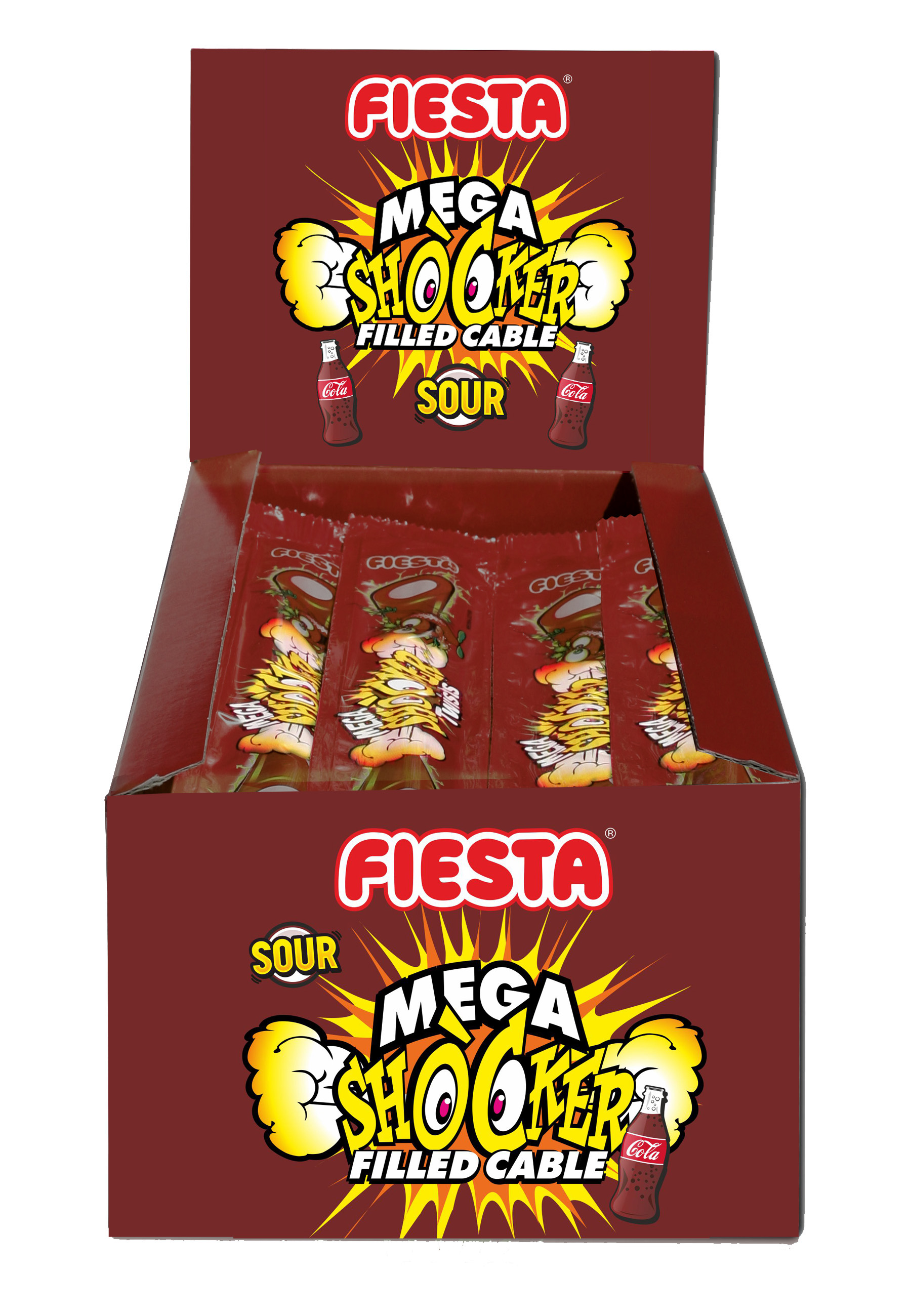 Mega Shocker lollies with bubblegum inside.